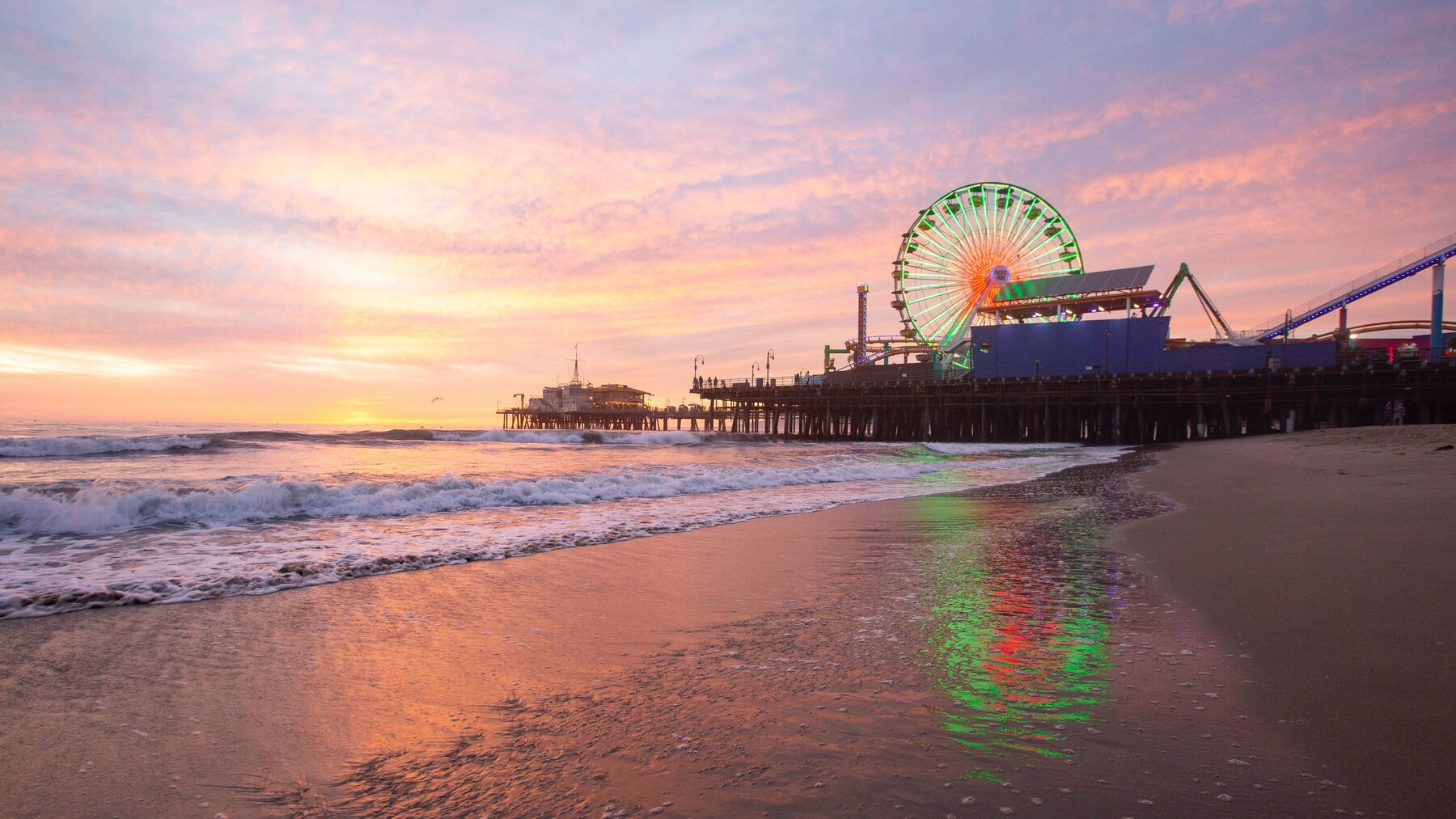 Santa Monica Pier at sunset — Los Angeles, California